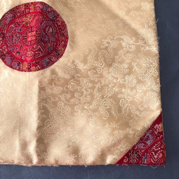 Set of 2 - 16in Square Chinese Style Gold Red Brocade Pillow Covers - Picture 5 of 16